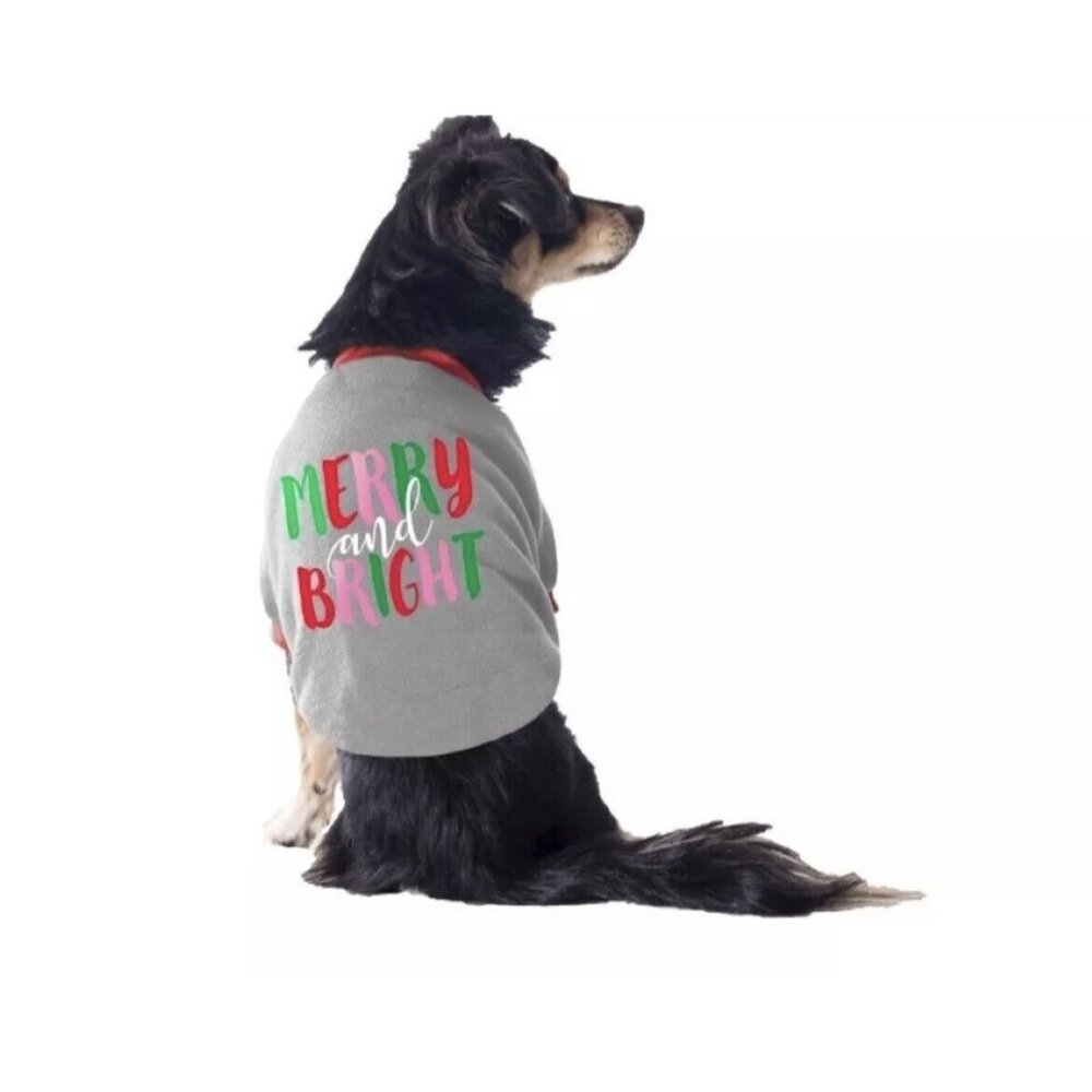 NWOT Vibrant Life Dogs Medium 20-50lb Gray Holiday Pet Tee Merry And Bright